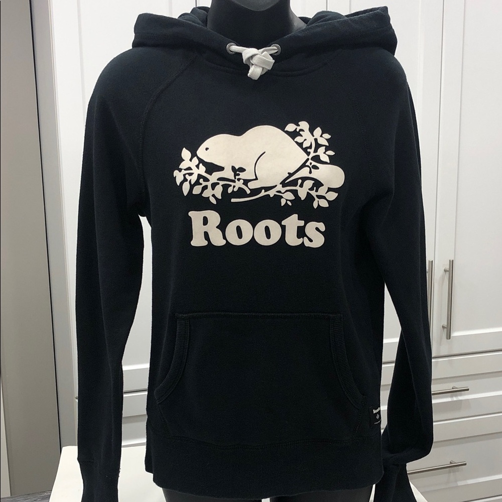 🦫 Roots Hoodie Sweatshirt – Size XXS – Black with White Beaver Logo